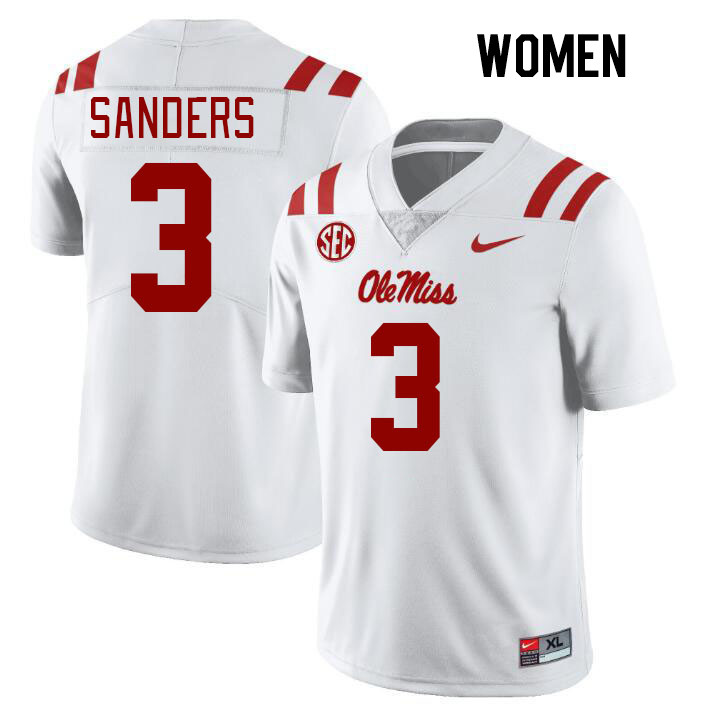 Women #3 Spencer Sanders Ole Miss Rebels College Football Jerseys Stitched Sale-White